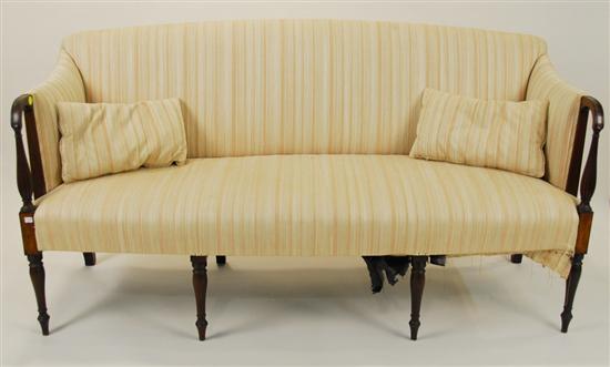 Appraisal: AMERICAN FEDERAL MAHOGANY INLAID UPHOLSTERED SOFA circa length inches