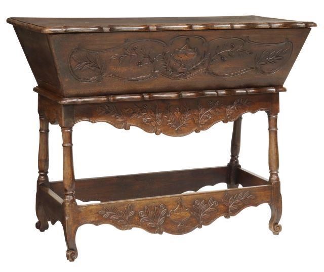 Appraisal: French Provincial walnut dough bin on stand late th c