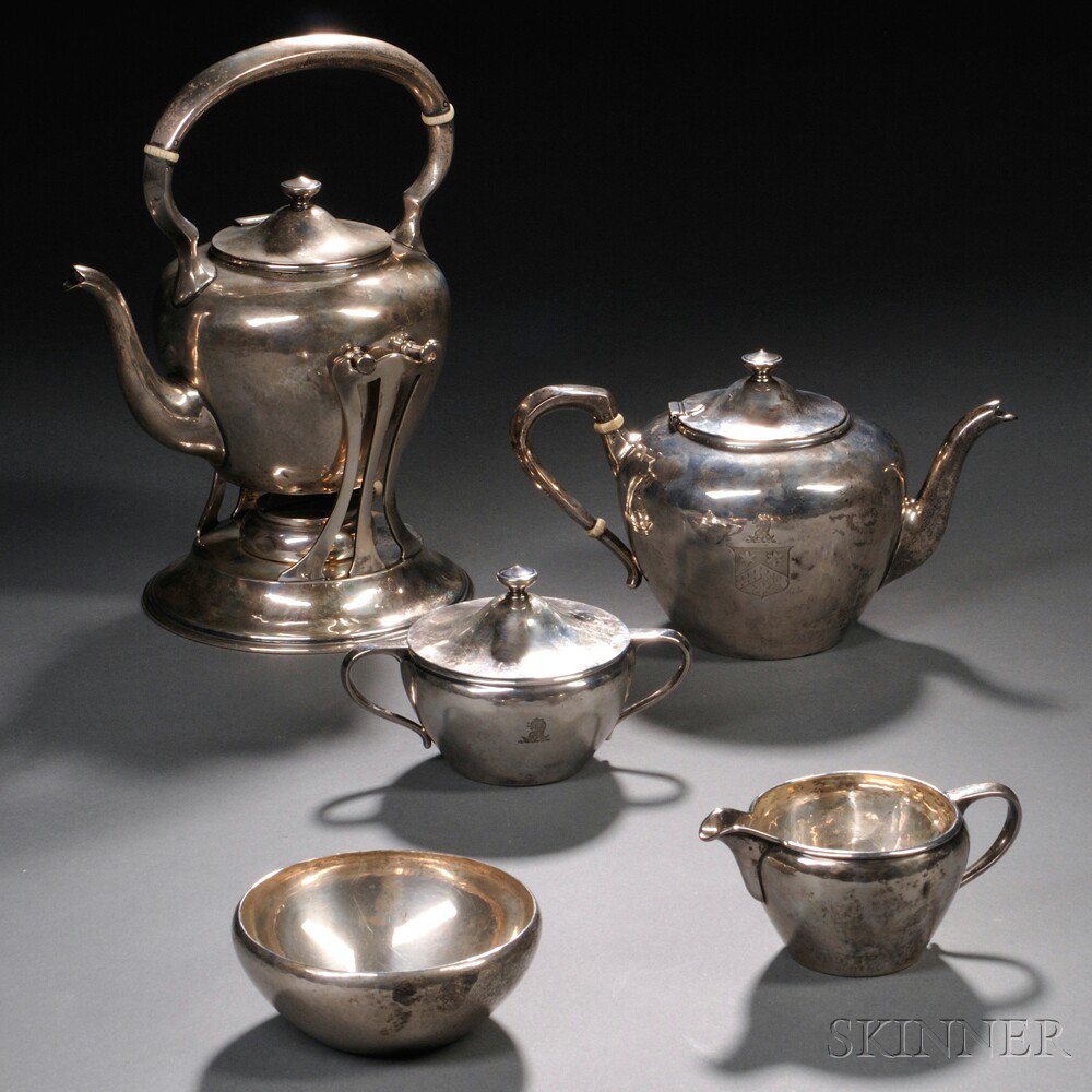 Appraisal: Five-piece Karl F Leinonen Arts Crafts Sterling Silver Tea and