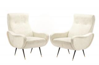 Appraisal: Pair Gio Ponti Style Lounge Micro Suede Chairs Style of