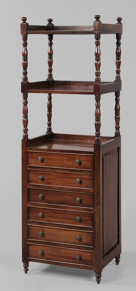 Appraisal: Regency Style Mahogany Whatnot th century three shelves over six