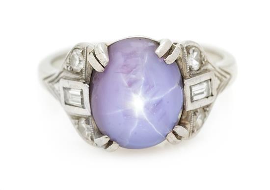 Appraisal: Sale Lot A An Art Deco Platinum Star Sapphire and