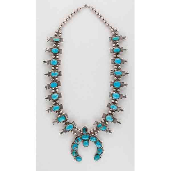 Appraisal: Navajo Box-Bow Squash Blossom Necklace Collected by Virginia Doneghy -