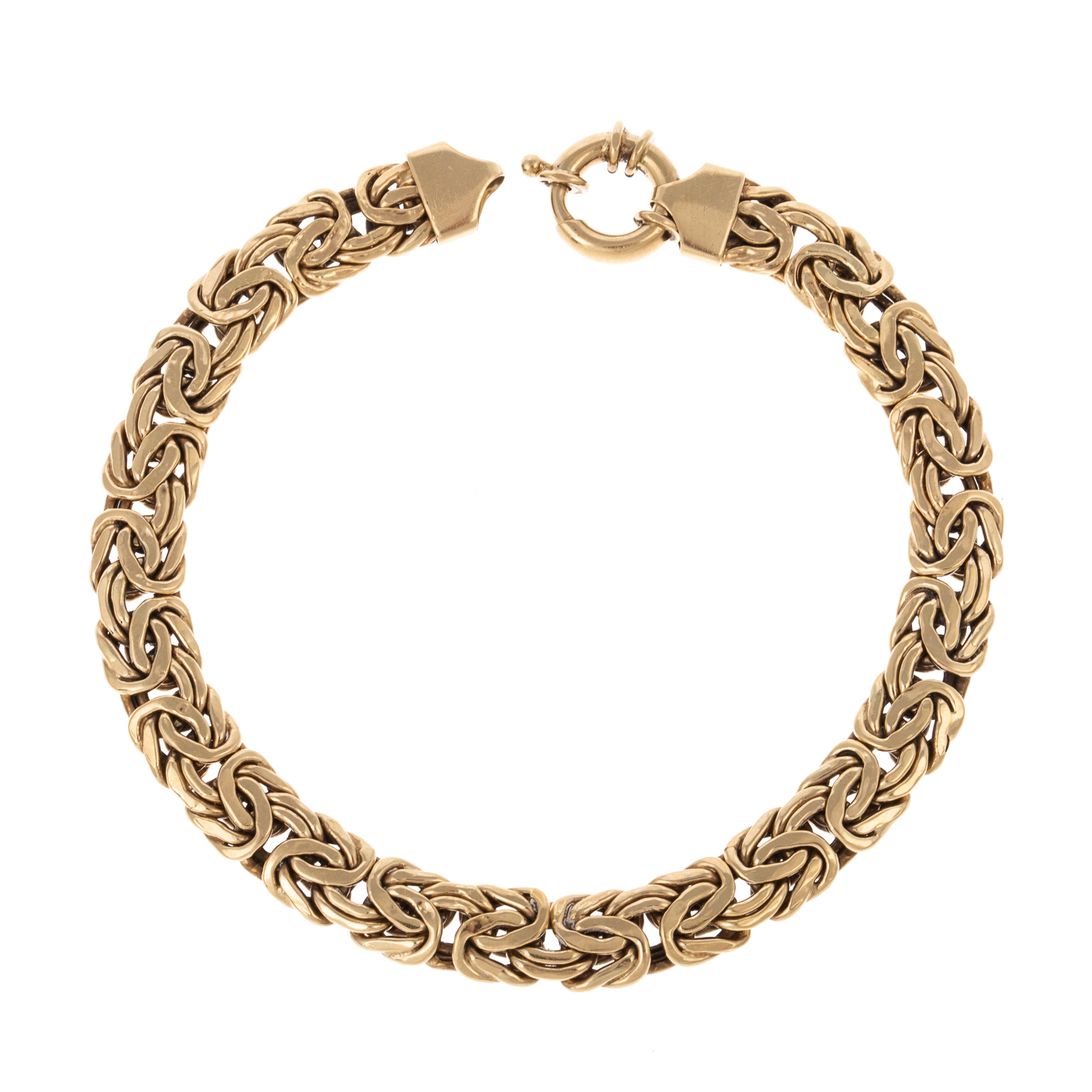 Appraisal: A WIDE BYZANTINE LINK BRACELET IN K K yellow gold