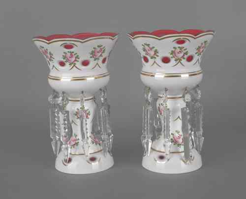 Appraisal: Pair of Victorian glass lusters th c h