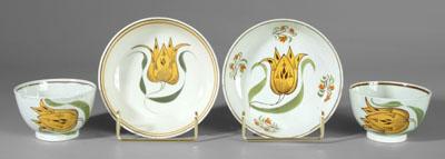 Appraisal: Two pearlware tulip cups and saucers all of similar design