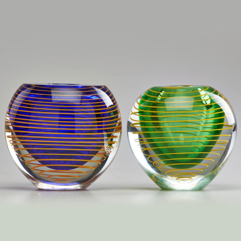 Appraisal: STANISLAV LIBENSKY - BERANEK GLASSWORKS Two vases with crystal spiral