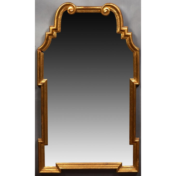 Appraisal: French Style Gilt Overmantel Mirror th c the scrolled top