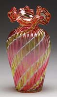 Appraisal: STEVENS WILLIAMS VASE Cranberry white and yellow swirled vase with