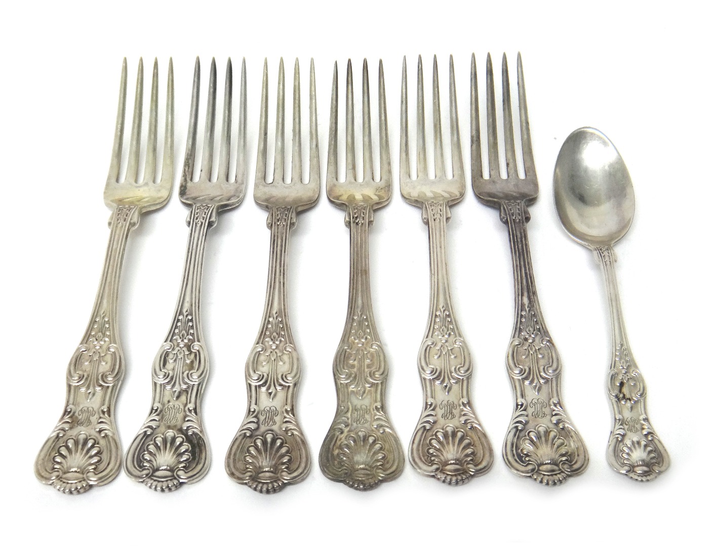 Appraisal: A set of six double struck King's pattern American Sterling