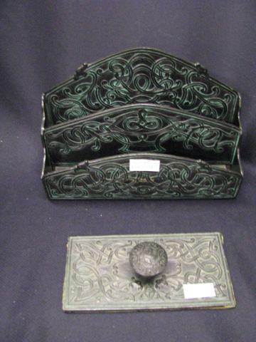 Appraisal: Bronzed Art Nouveau Letter Rack blotter serpent decor