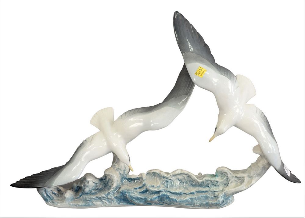 Appraisal: Rosenthal Porcelain Double Seagull Sculpture signed Fritz Heidenreich to the