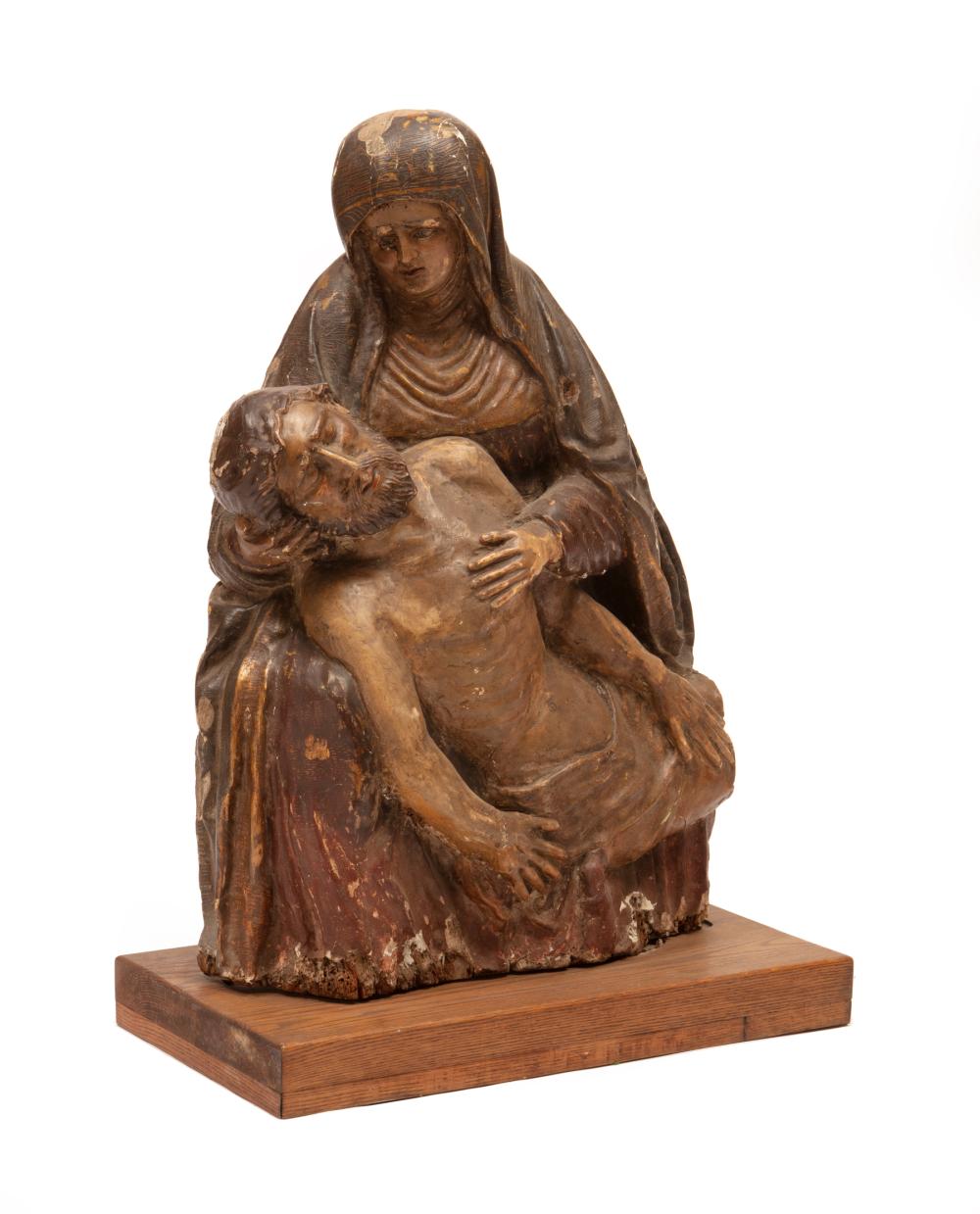 Appraisal: Large Antique Carved and Polychromed Pieta th th c h