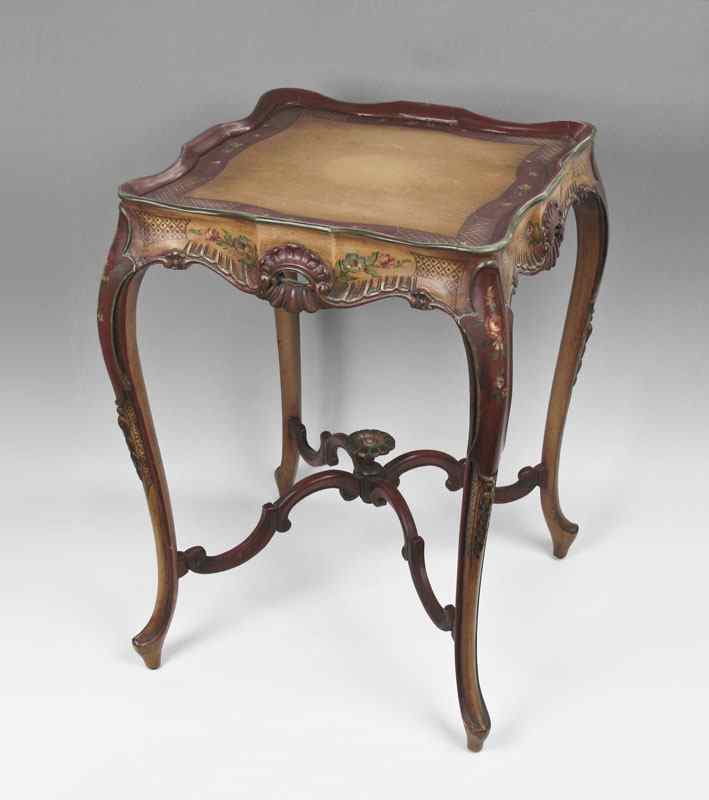 Appraisal: EARLIER th C PAINT DECORATED SIDE TABLE In the French