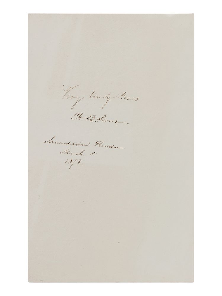 Appraisal: STOWE Harriet Beecher - Autograph sentiment signed H B Stowe