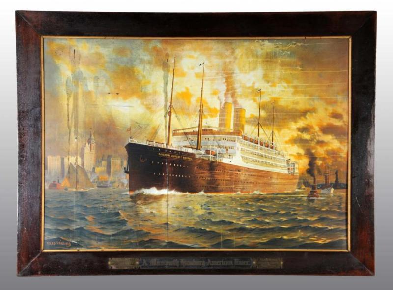 Appraisal: Tin Hamburg-American Ocean Liner Sign Description Complete with original marked