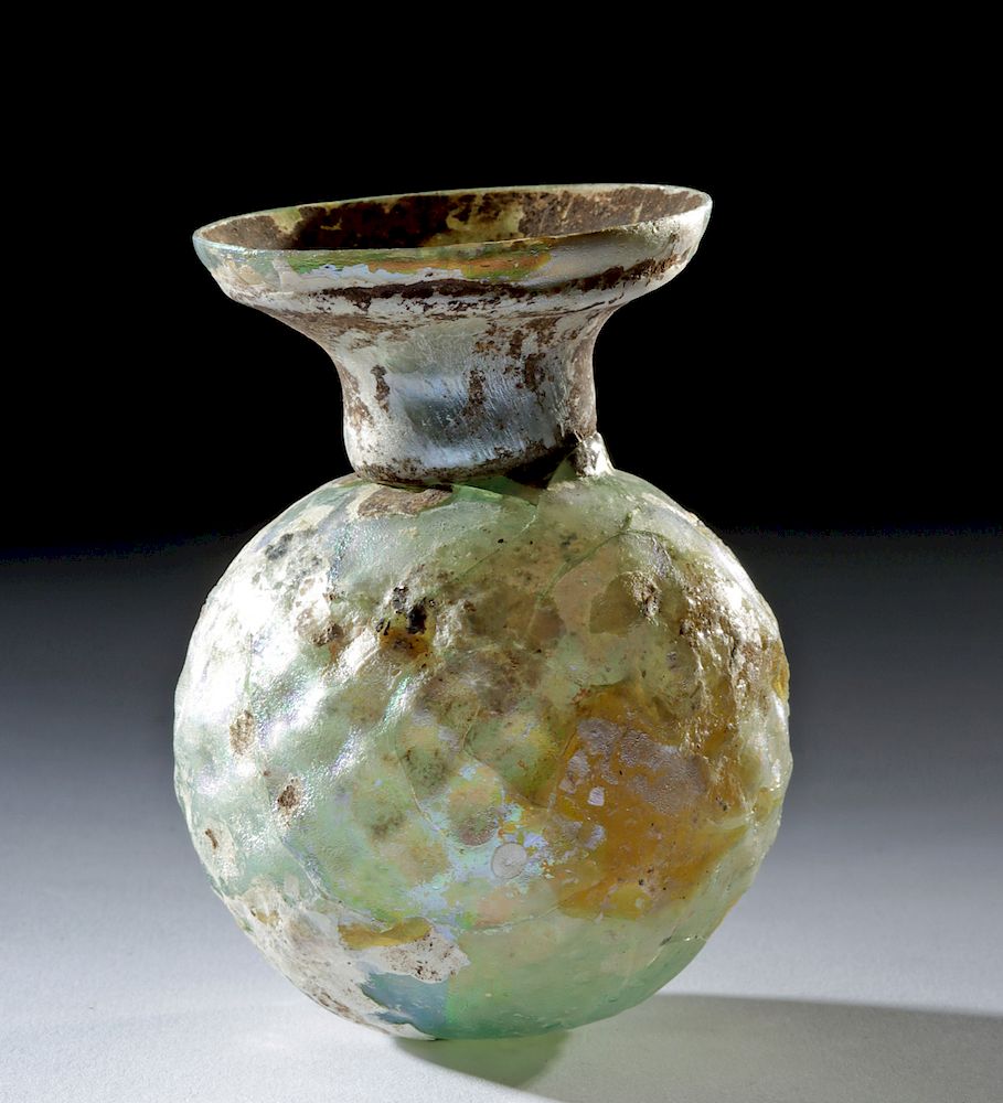 Appraisal: Iridescent Roman Glass Sprinkler Flask - Honeycomb Rome Imperial Period