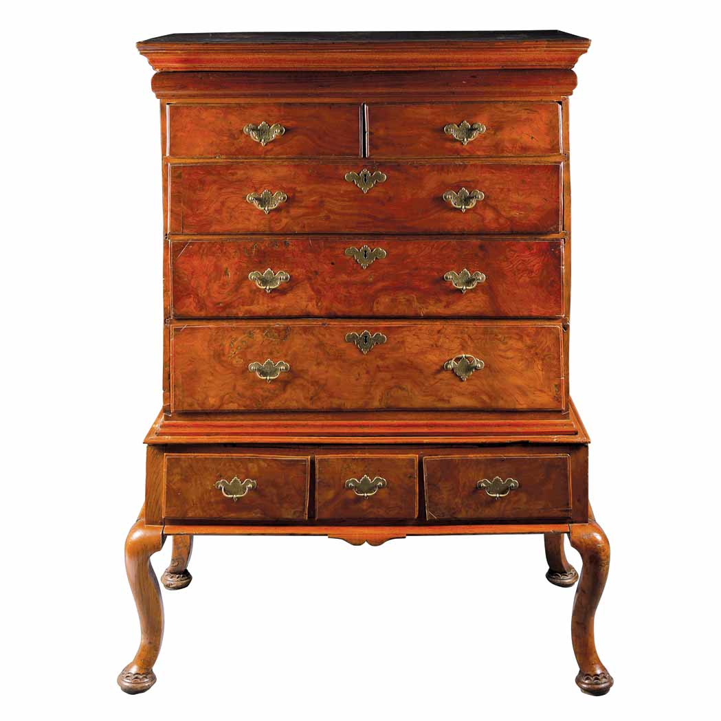 Appraisal: George II Style Yewwood Chest on Stand th Century In