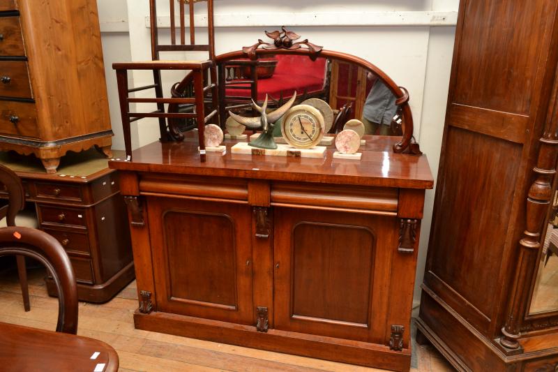 Appraisal: A VICTORIAN MIRROR BACK CEDAR TWO DOOR CHIFFONIER A VICTORIAN