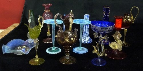 Appraisal: A quantity of decorative glass including candlesticks vases etc