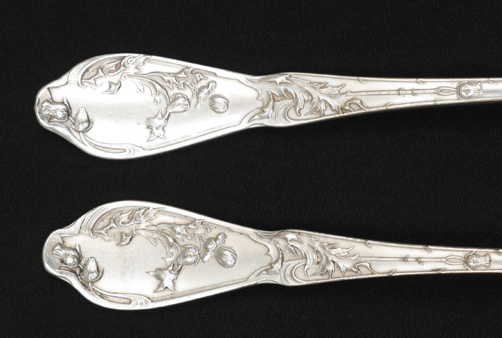 Appraisal: BOULENGER THISTLE FRENCH SILVERPLATE FLATWARE Approx pieces with a thistle