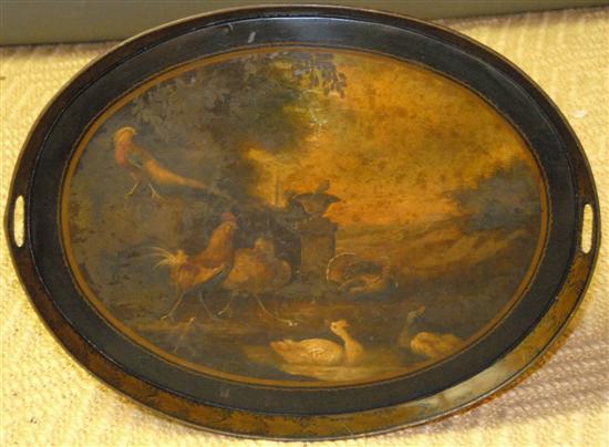 Appraisal: TH C TOLE TRAY Handpainted with birds