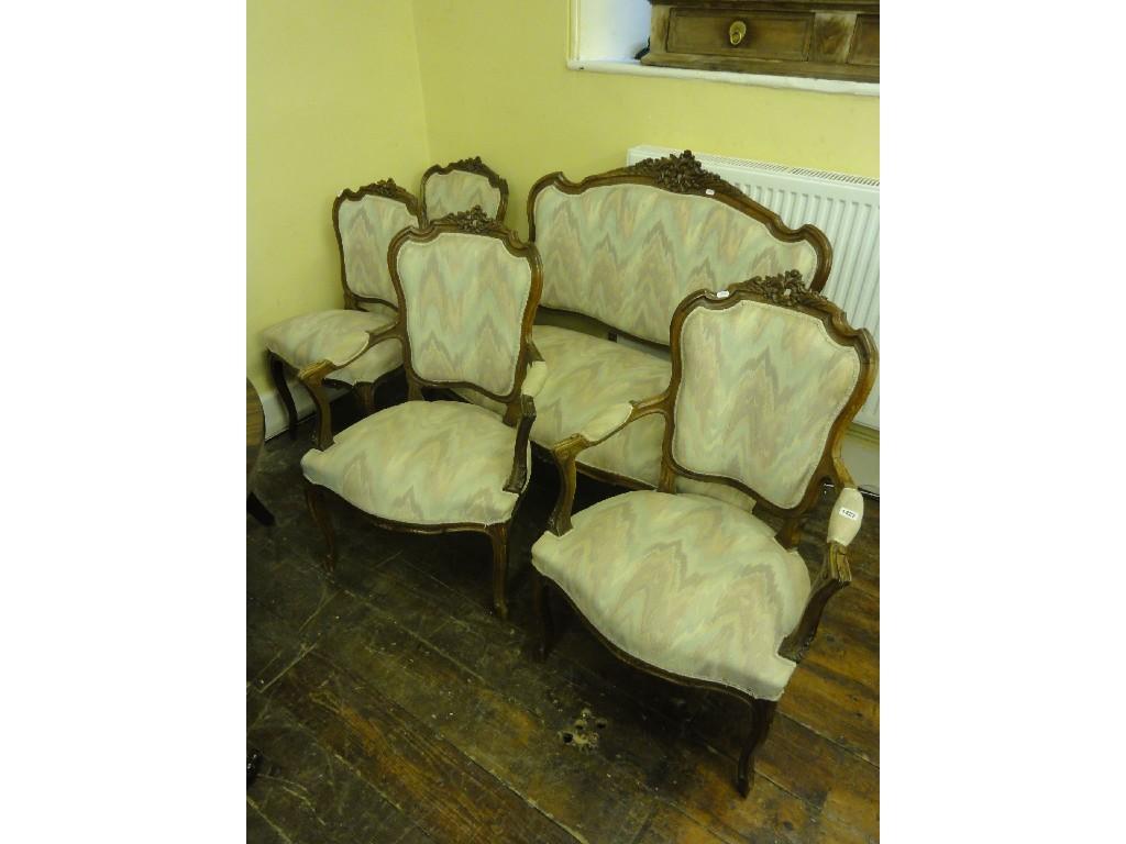 Appraisal: A five piece salon suite comprising two seat sofa pair