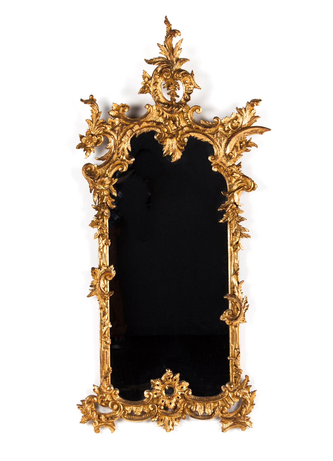 Appraisal: Chippendale style carved giltwood looking glass foliate carved frame and