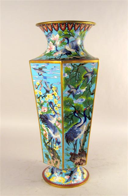 Appraisal: Large Chinese gilt metal mounted cloisonn vase Baluster form with