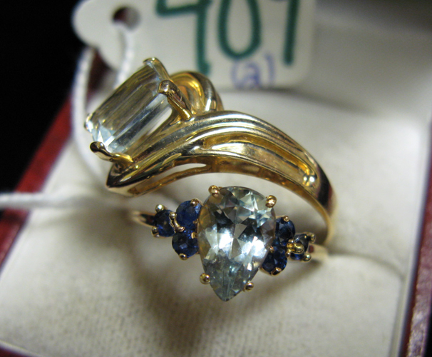 Appraisal: TWO AQUAMARINE AND FOURTEEN KARAT GOLD RINGS one is set