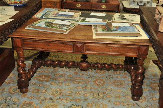 Appraisal: JACOBEAN STYLE PARTNER'S DESK Mahogany having two drawers on each