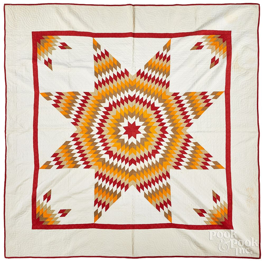 Appraisal: Lone star quilt late th c Lone star quilt late