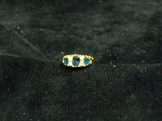 Appraisal: An ct gold sapphire and diamond half hoop ring in