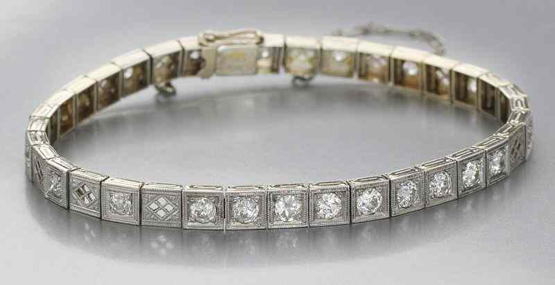 Appraisal: K gold platinum and diamond braceletmounted with old European cut