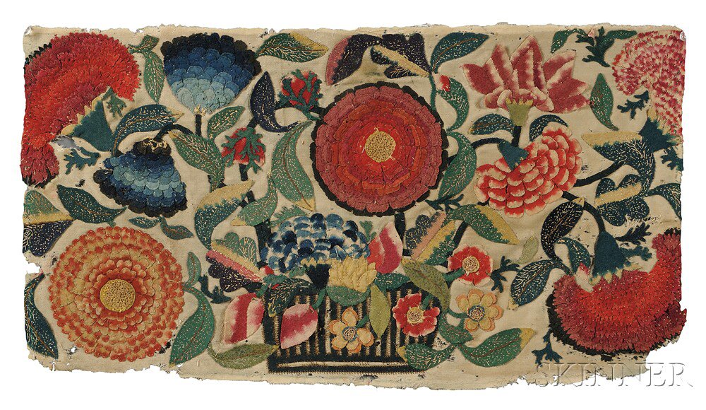 Appraisal: Appliqued Textile Fragment probably England first half th century the