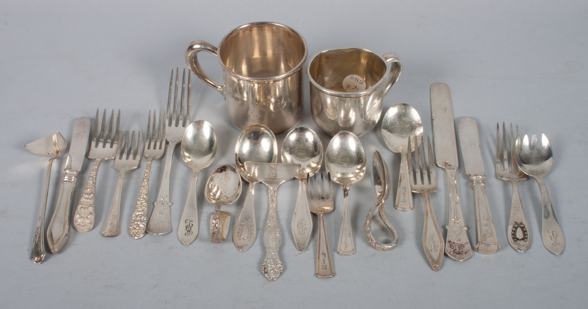 Appraisal: Twenty assorted sterling silver baby flatware including knives forks spoons