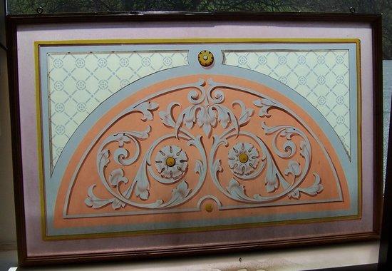 Appraisal: A th Century painted glass panel with central arch above