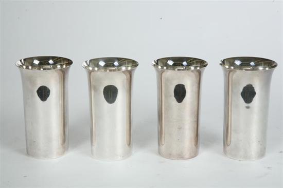 Appraisal: FOUR STERLING SILVER JULEP CUPS Slightly tapered cups with flared