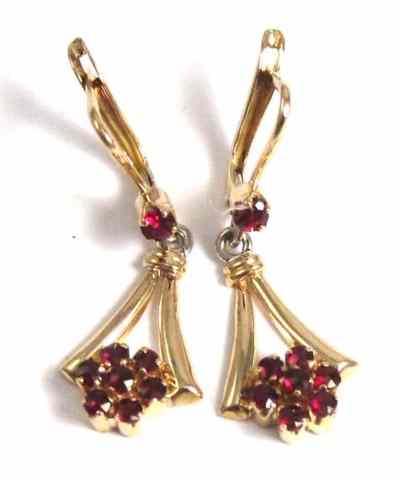 Appraisal: PAIR OF GARNET PENDANT EARRINGS each k yellow and white