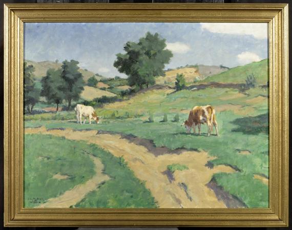 Appraisal: ALDOR JANOS LASZLO Nagyigm nd Cows in the field Oil