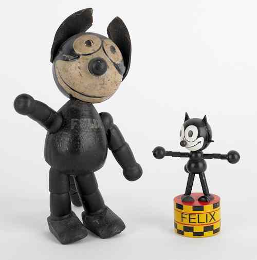 Appraisal: Painted wood Felix the Cat jointed figure ca together with