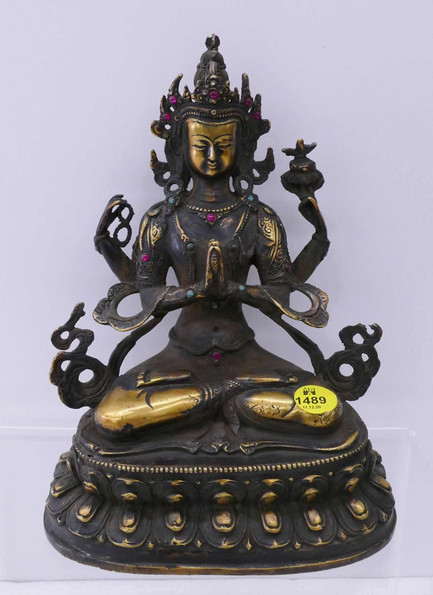 Appraisal: Tibetan Jeweled Bronze Seated Buddha- ''