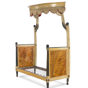 Appraisal: A Directoire Style Painted Bed with Baldachin th Century Height