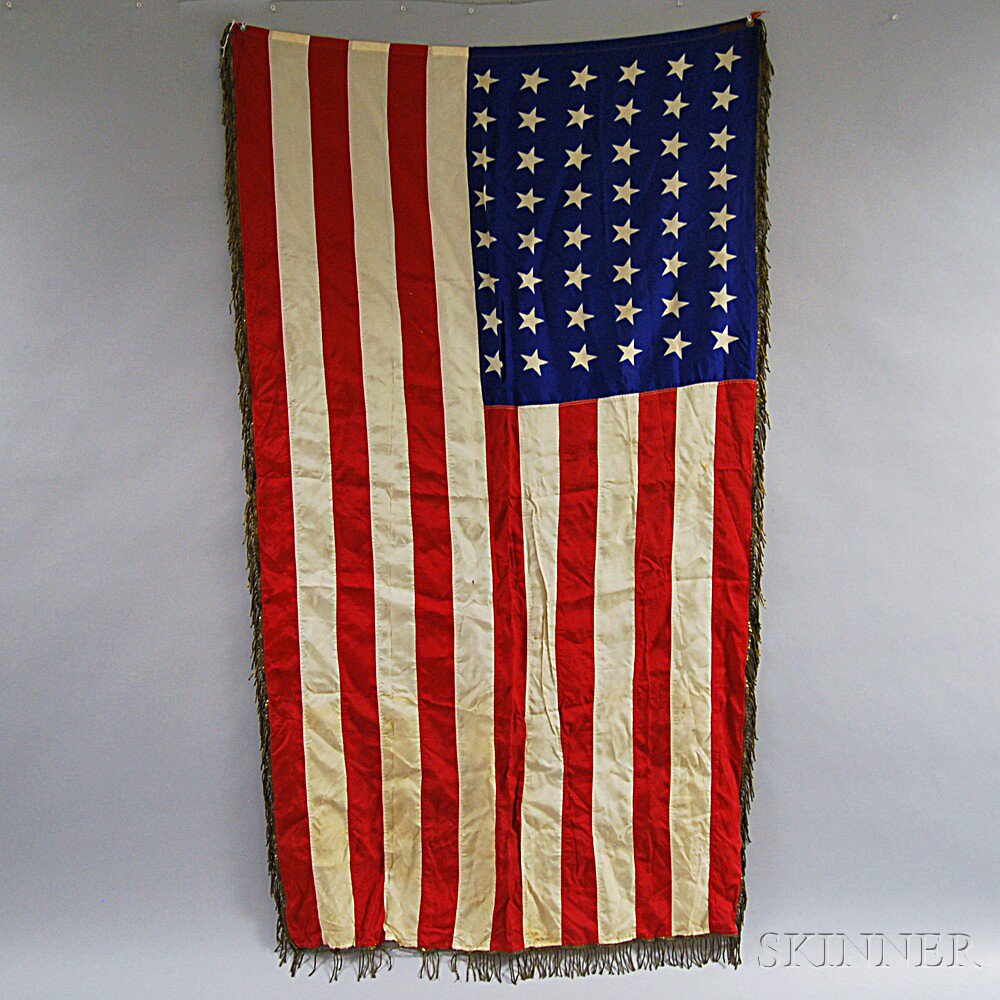 Appraisal: Silk Forty-eight-star American Flag imperfections ht wd in Estimate -