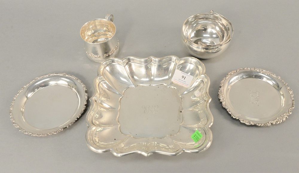 Appraisal: Five piece lot to include sterling silver group to include