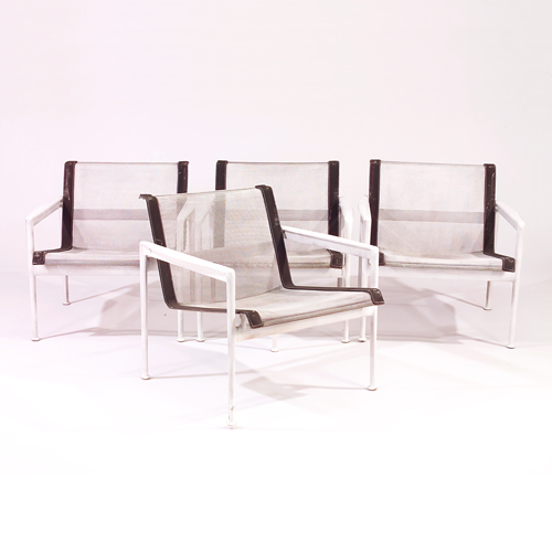 Appraisal: Richard Schultz Knoll four Leisure Group armchairs with white enameled