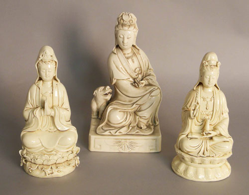 Appraisal: Three Chinese porcelain figures two - h one - h