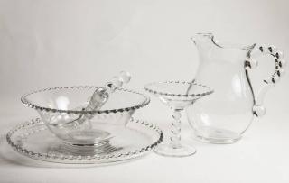 Appraisal: Pcs of Glassware Pitcher Martini Glass Platter Salad Bowl with