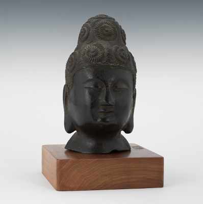 Appraisal: Bronze Buddha Head Two-piece cast bronze Buddha head Age and