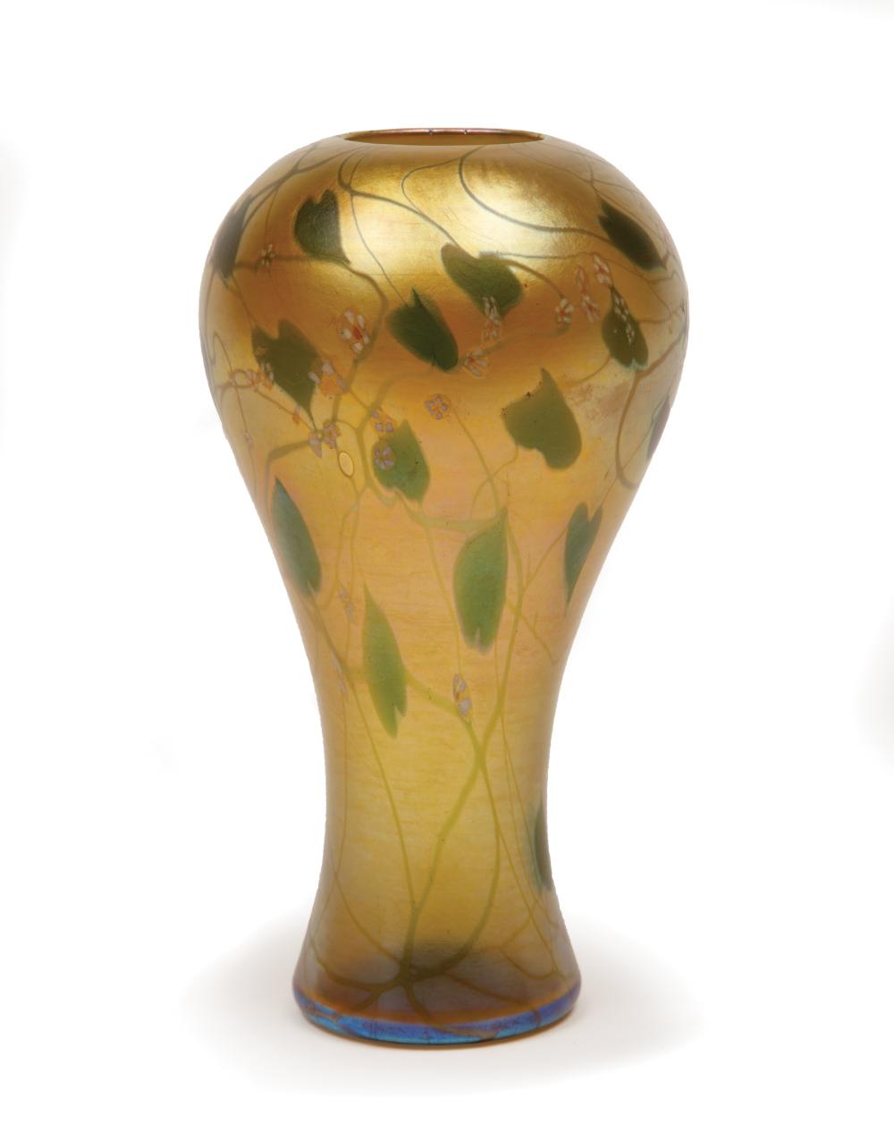 Appraisal: Tiffany Favrile Glass Vase early th c etched marks L